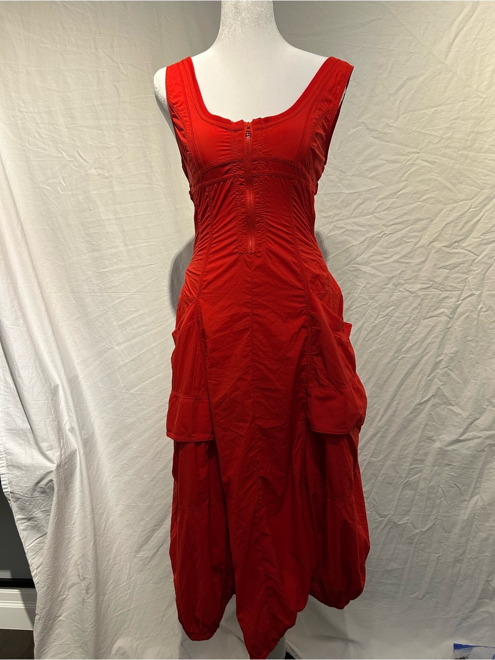 Anthropologie | Daily Practice Fastpack Bubble Hem Red Midi Dress